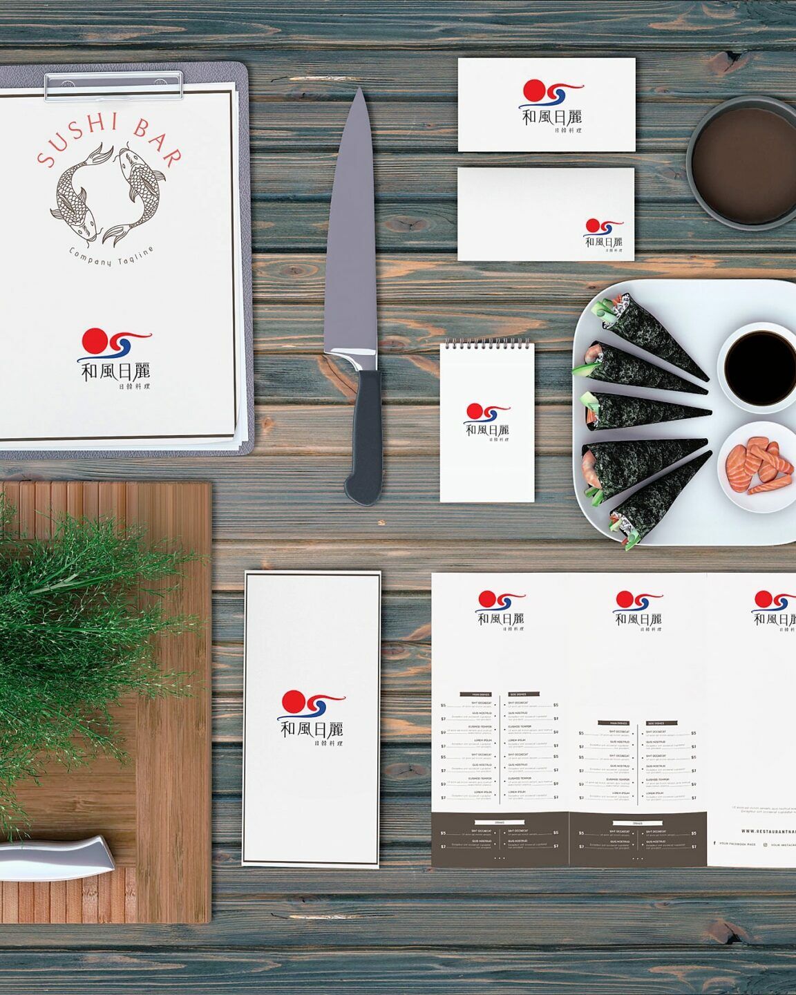 Sunnyshine Creative Sushi Bar Menu Mockup Perfectlyclear